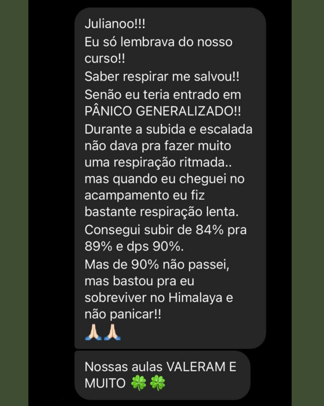 Depoimento de aluna