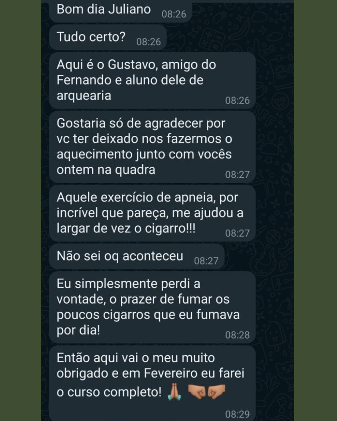 Depoimento de aluna