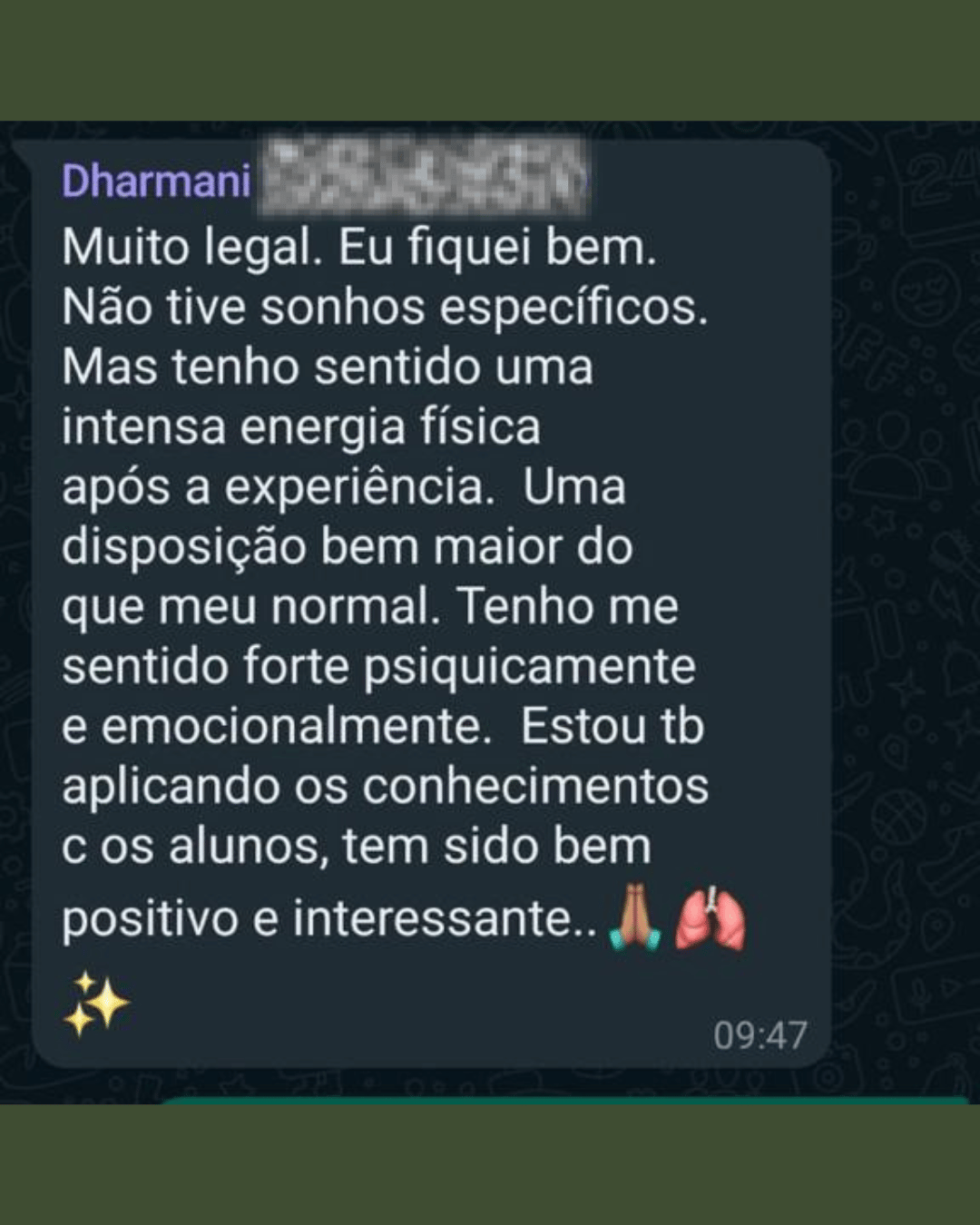 Depoimento de aluna